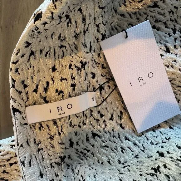 IRO Ophely Pearl White One Shoulder Metallic Mini Dress Medium NWT Cocktail